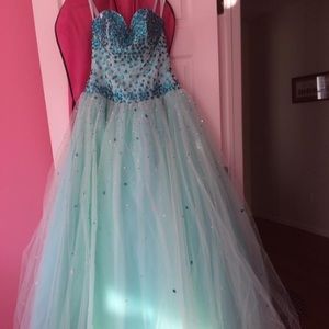 Blue rhinestone ball gown
